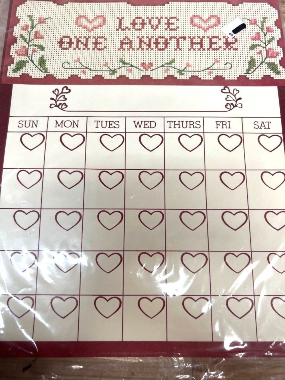 Love One Another Cross-Stitch Calendar Kit With Pattern Aida Fabric & Thread